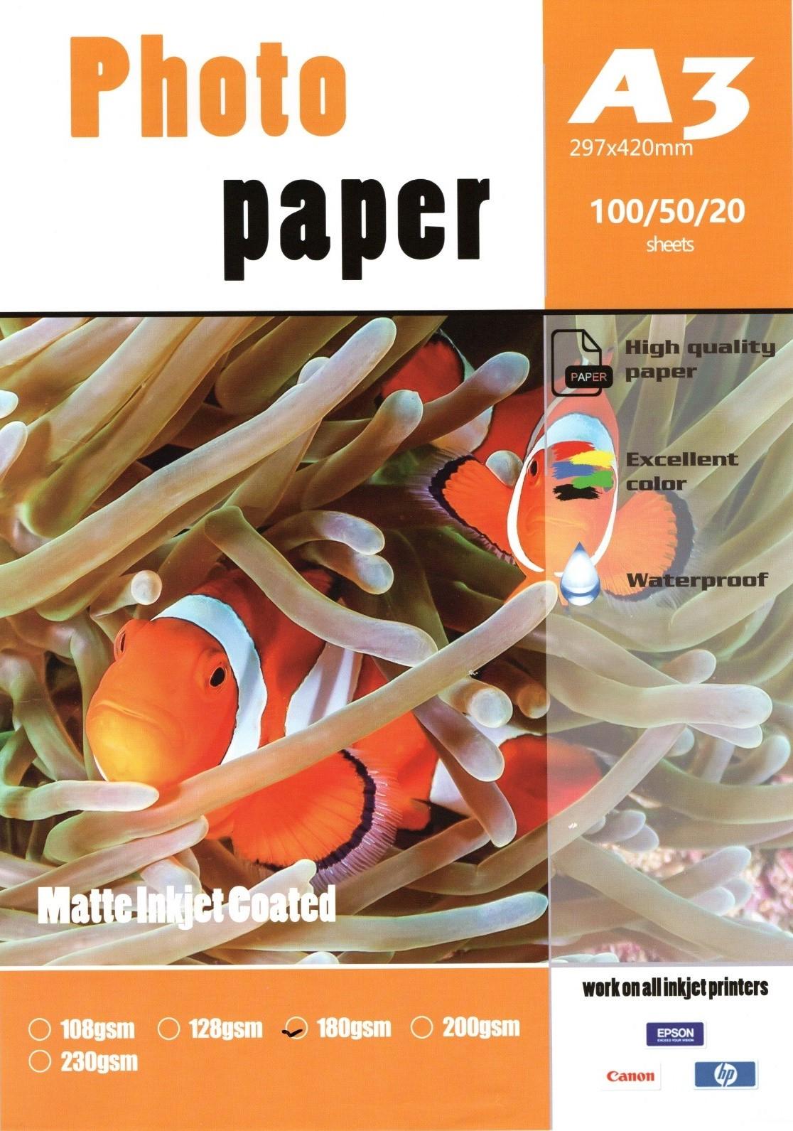 A3 - 180gsm single side matte photo paper, şəkil 1