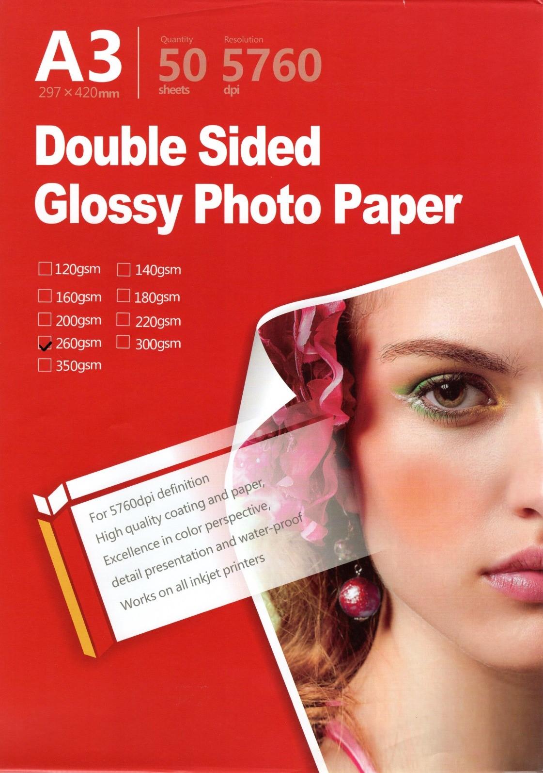A3 - 260 gsm double side photo paper glossy, şəkil 1