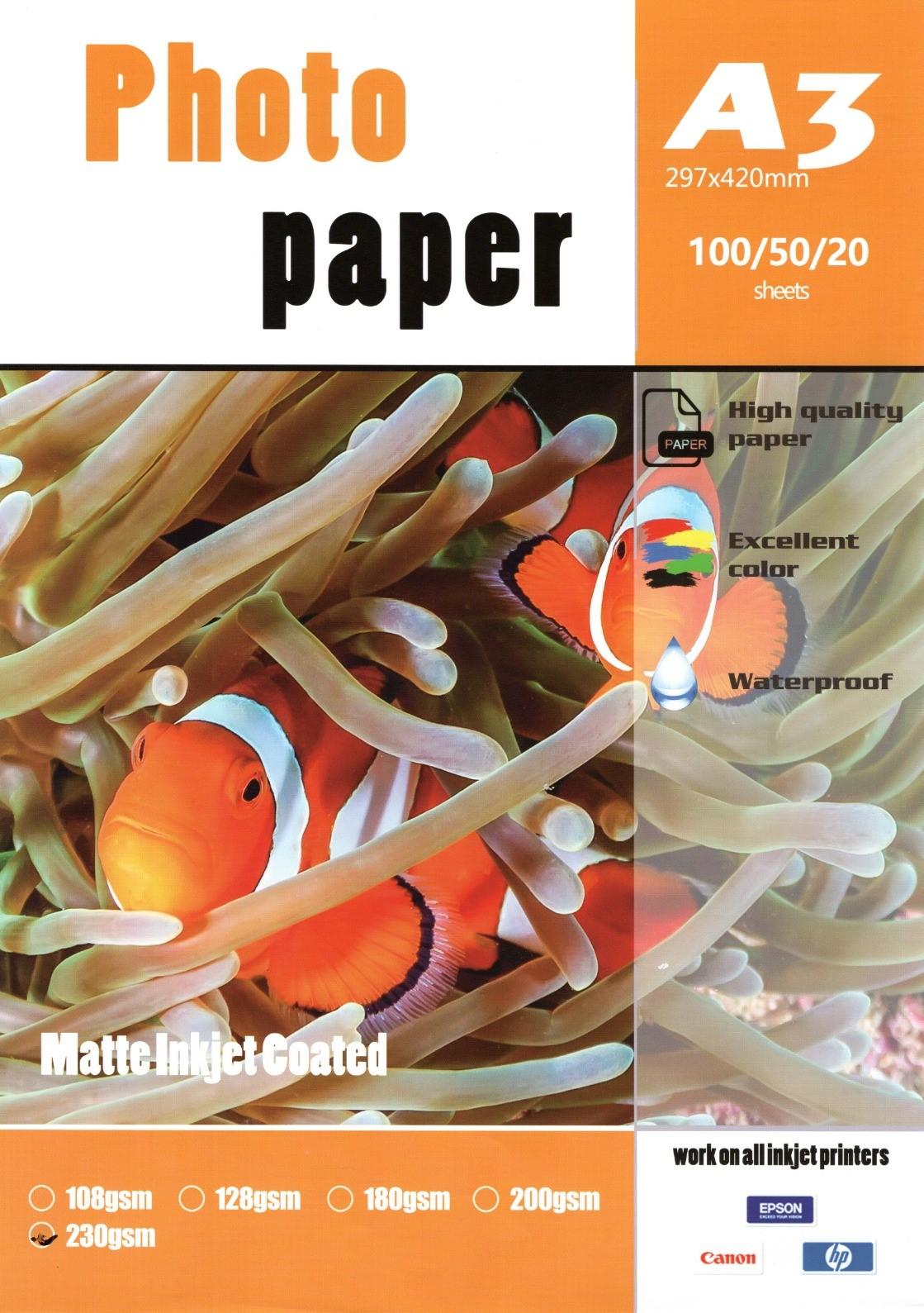 A3 - 230gsm single side matte photo paper, şəkil 1