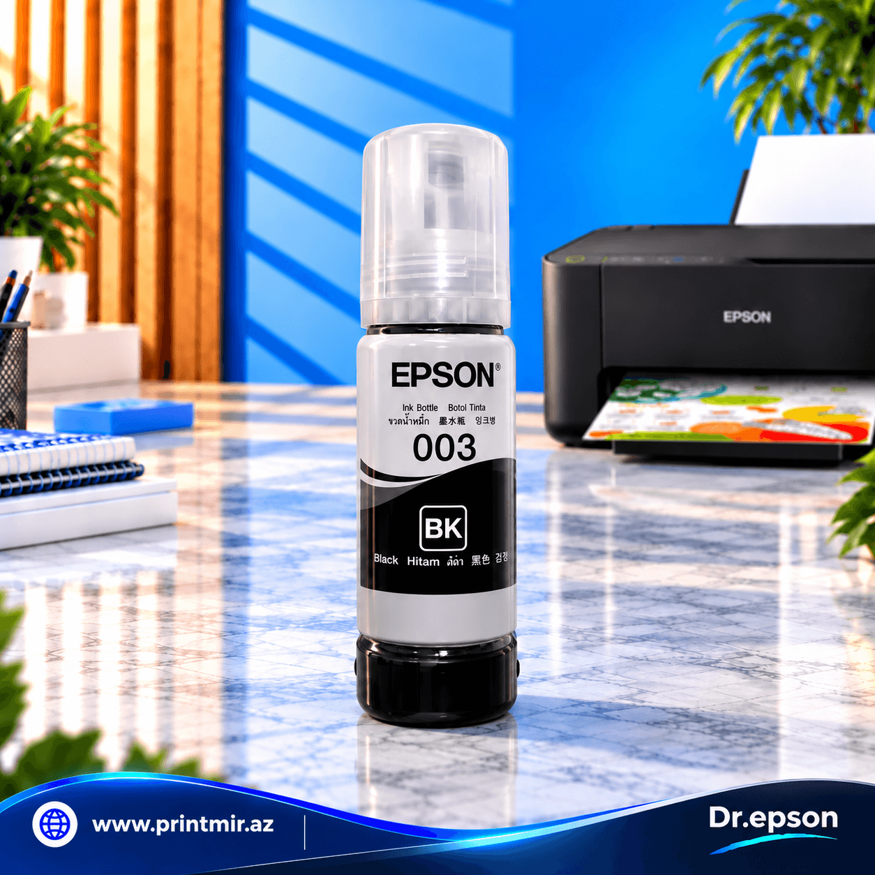 Epson EcoTank 003 Black Orijinal, şəkil 1