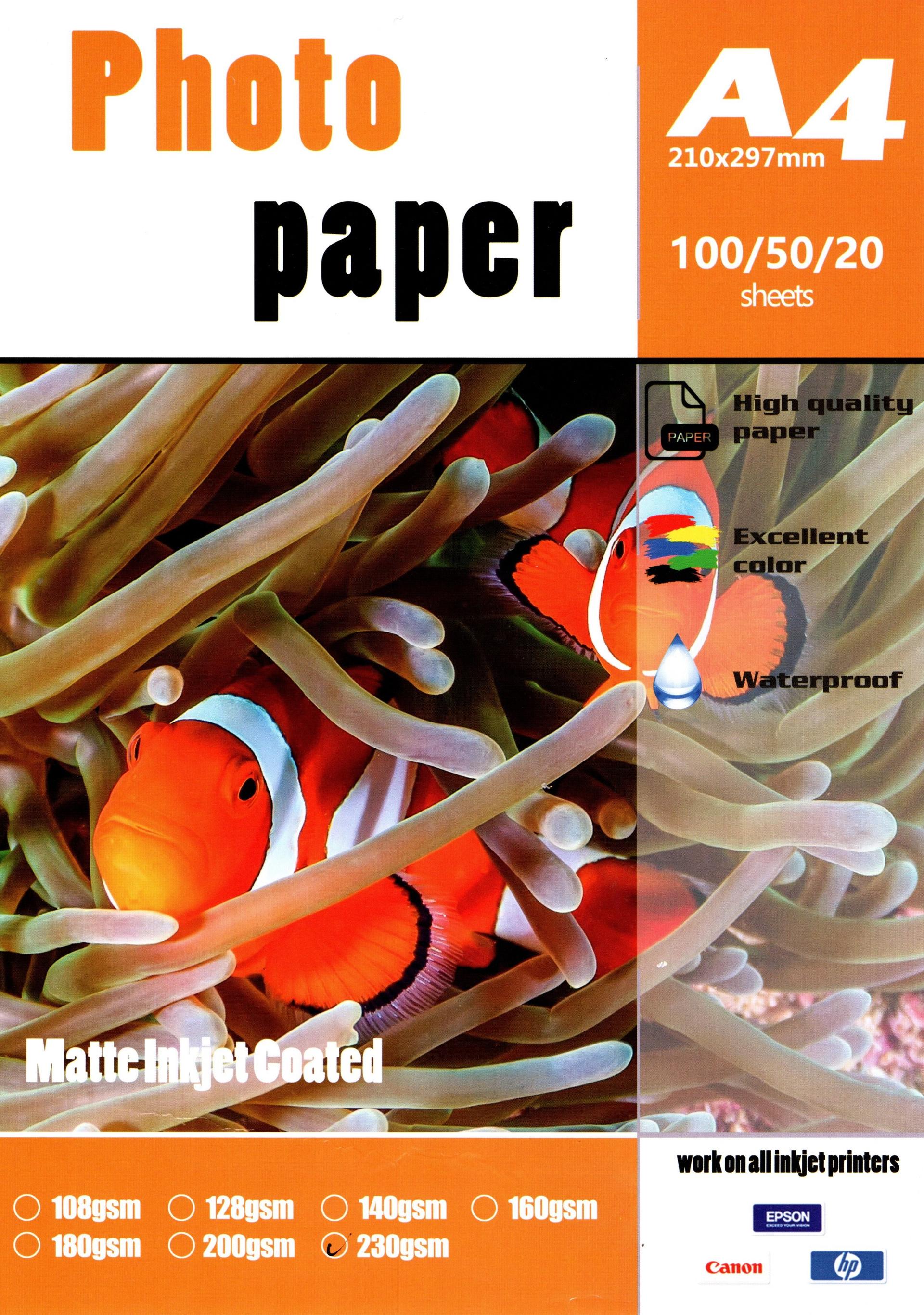 A4 - 230gsm single side matte photo paper, şəkil 1
