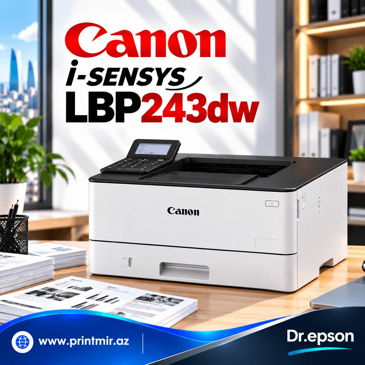 Canon Laser Printer I-SENSYS LBP243DW/ A4/ B&W/ 36ppm/ Duplex/ USB; Eth.; Wi-Fi,5952C013, şəkil 1