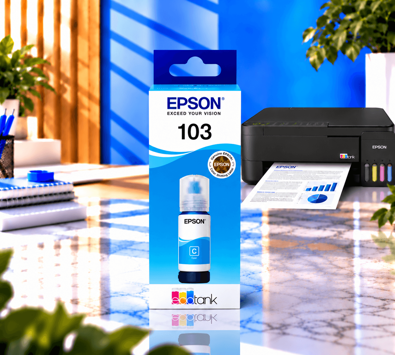 Epson EcoTank 103 Cyan Orijinal, şəkil 1